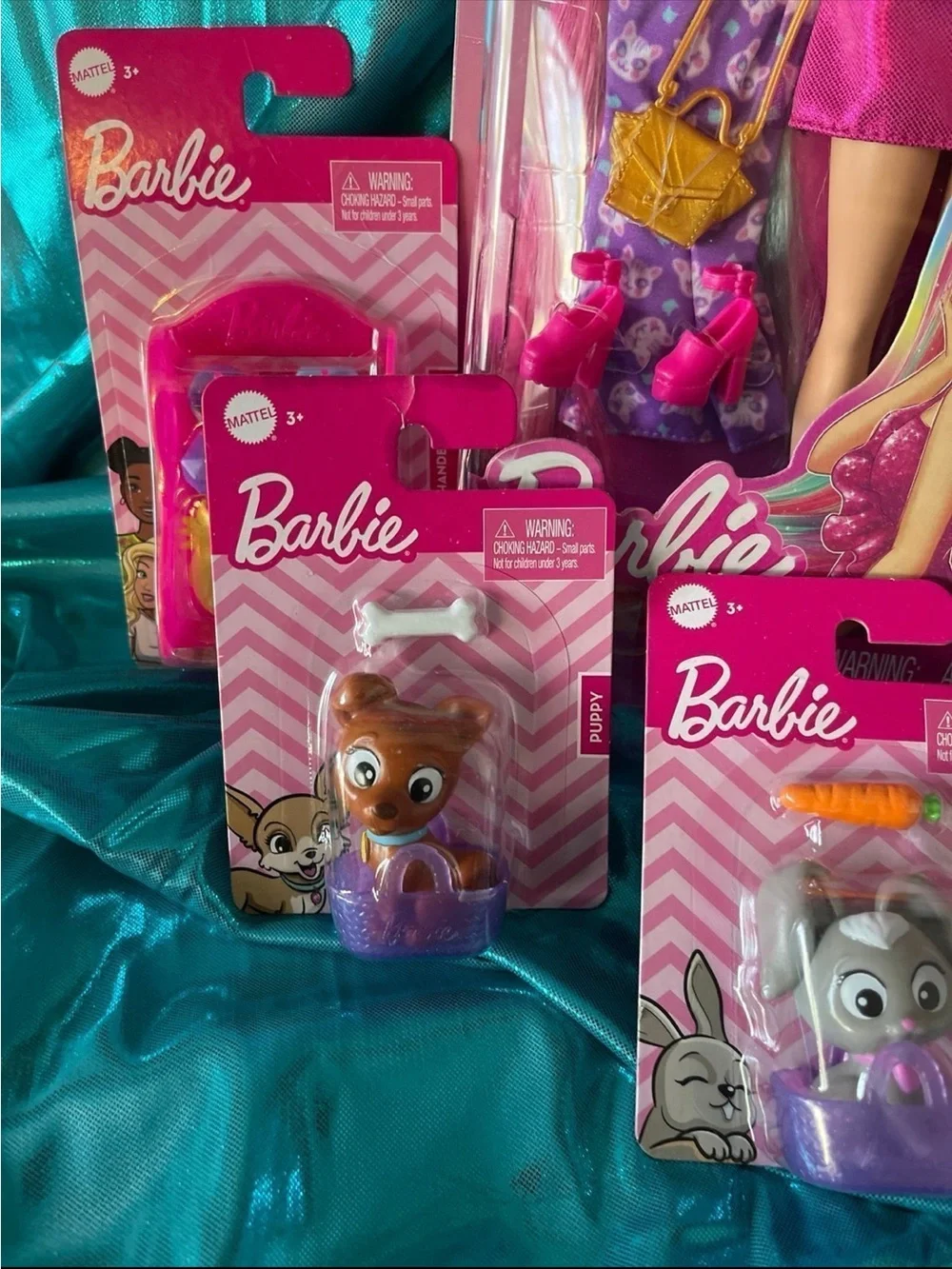Barbie Fashion Doll Bundle with Pink Accessories and Pets